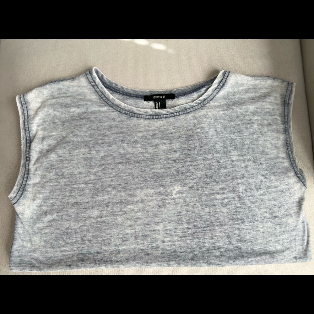 Grey Forever 21 Sleeveless T-Shirt